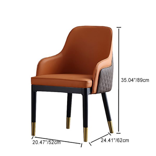 Contemporary Nordic Leather Wood Metal Sponge Square Dining Chair Backrest Armrest For Dining Room - Image 2