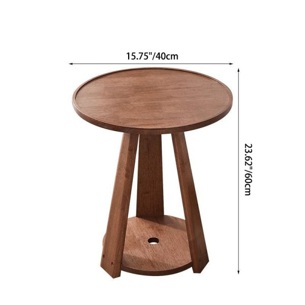 Modern Simplicity Round Rubber Wood End Table 2-Tier For Living Room - Image 6