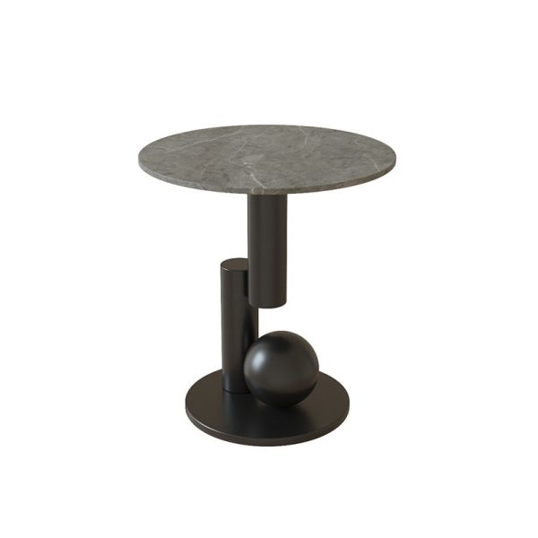 Contemporary Luxury Circular Rock Slabs Geometric Base End Table For Living Room - Image 13