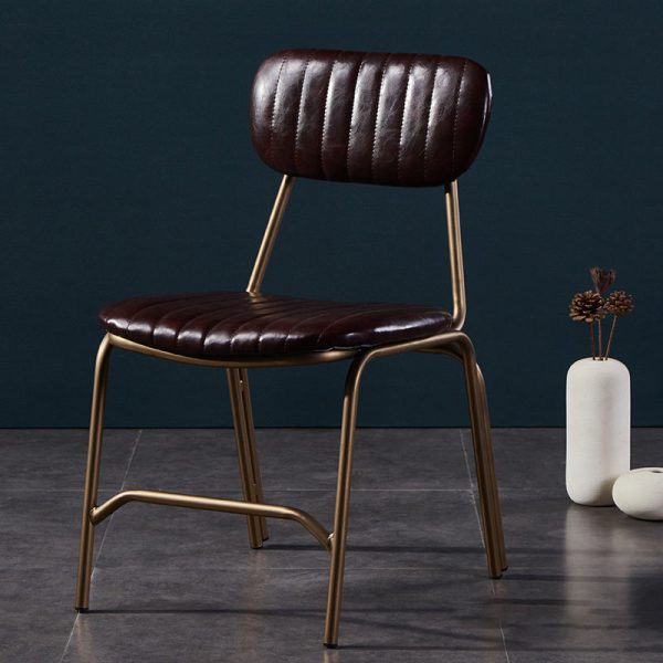 Contemporary Luxury Square PU Leather Upholstered Metal Frame Dining Chair Backrest Armless For Dining Room - Image 2