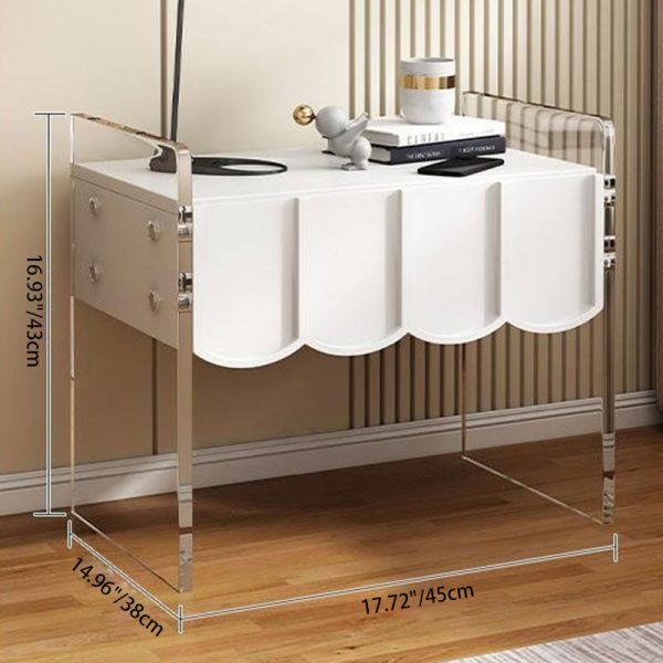 Modern Simplicity Rectangular Tabletop Acrylic Solid Wood Nightstand 1-Drawer For Bedroom - Image 4
