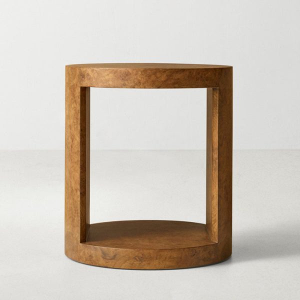 Traditional Rustic Round Wood End Table 2-Tier For Living Room - Image 8