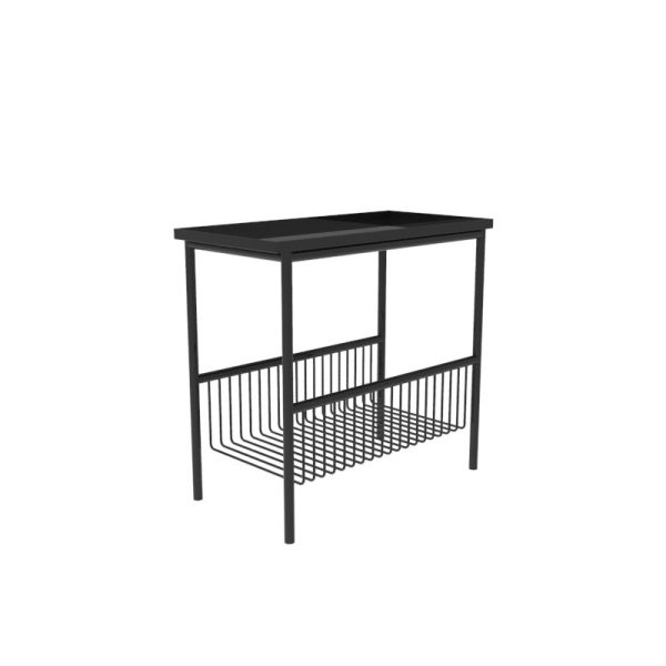 Contemporary Scandinavian Rectangle Iron Top End Table 2-Tier Storage Shelves For Living Room - Image 7