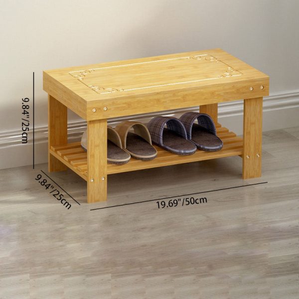 Traditional Chinese Rectangle Heather Bamboo Shoe Storage 1-Shelf For Entryways - Image 4