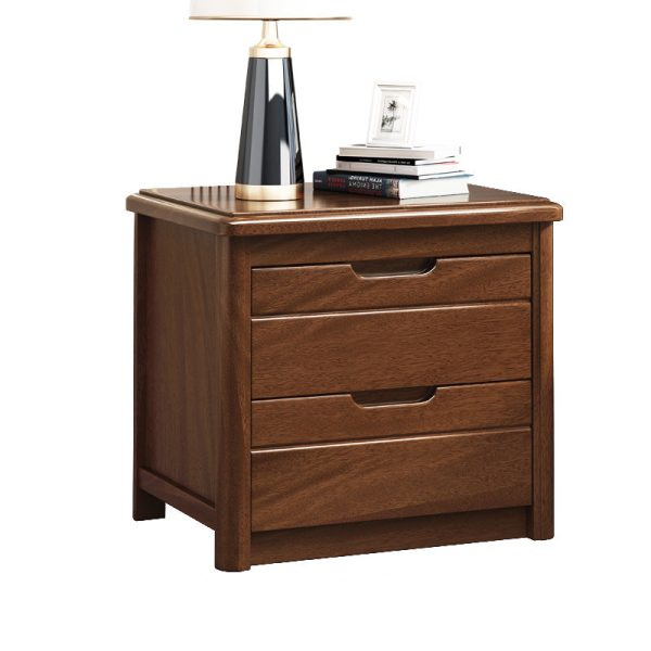 Traditional Vintage Rectangular Wood Nightstand 2-Drawer For Bedroom - Image 6