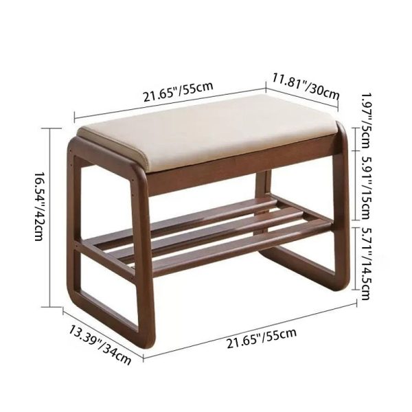 Contemporary Scandinavian Rectangle Tech Cloth Solid Wood Shoe Storage 1-Shelf For Entryways - Image 4