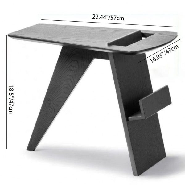 Modern Minimalist Triangle Frame Solid Wood Side Table 1-Shelf For Living Room - Image 4