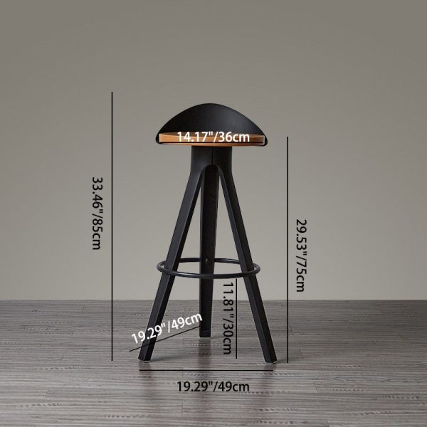 Modern Minimalist Round Plastic Wooden Bar Stool Three Legs High For Dining Room - Image 4