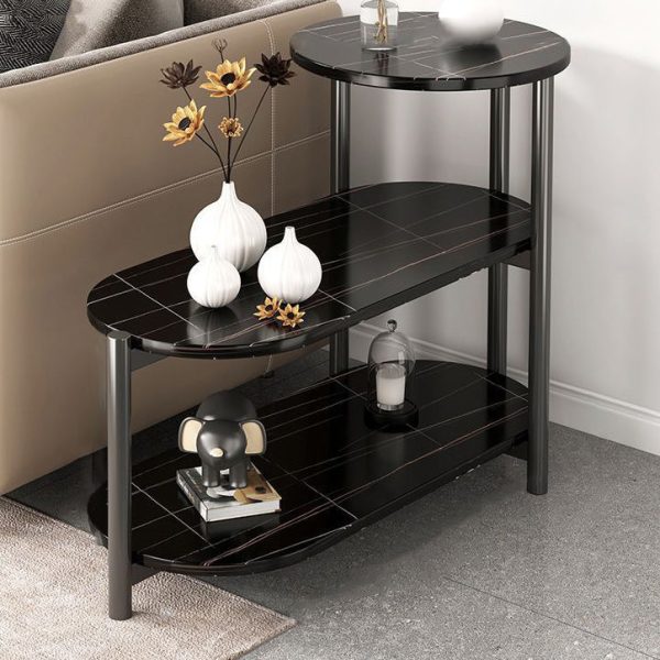 Modern Minimalist Oval Round Plate Iron End Table 3-Tier For Living Room - Image 12