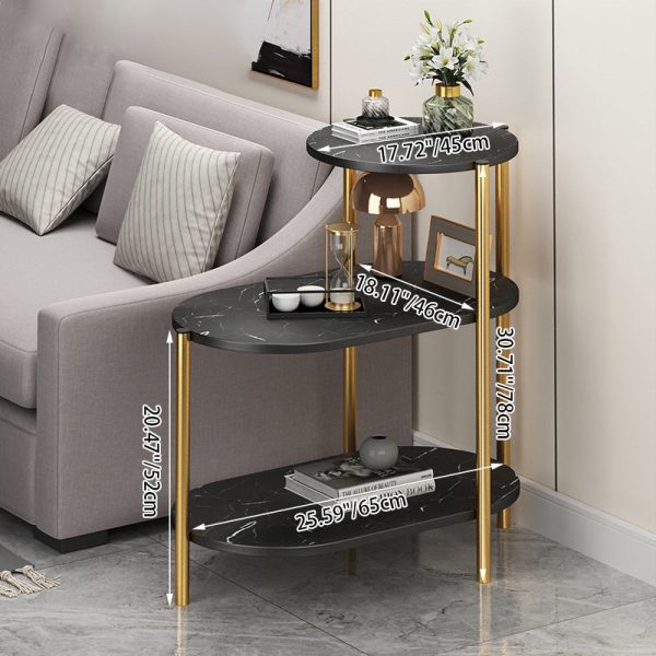 Contemporary Scandinavian Rectangular Iron Marble End Table 3-Tier For Living Room - Image 4