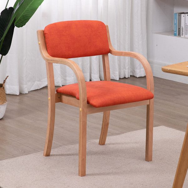 Modern Simplicity Fabric Wood Sponge Square Curved Dining Chair Backrest Armrest For Dining Room - Image 2