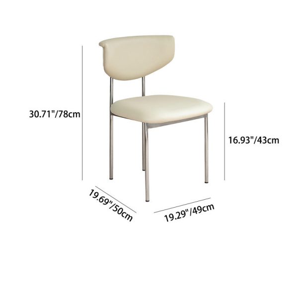 Modern Minimalist Square Round Corner Upholstered Leather Stainless Steel Dining Chair Curved Backrest For Dining Room - Image 4