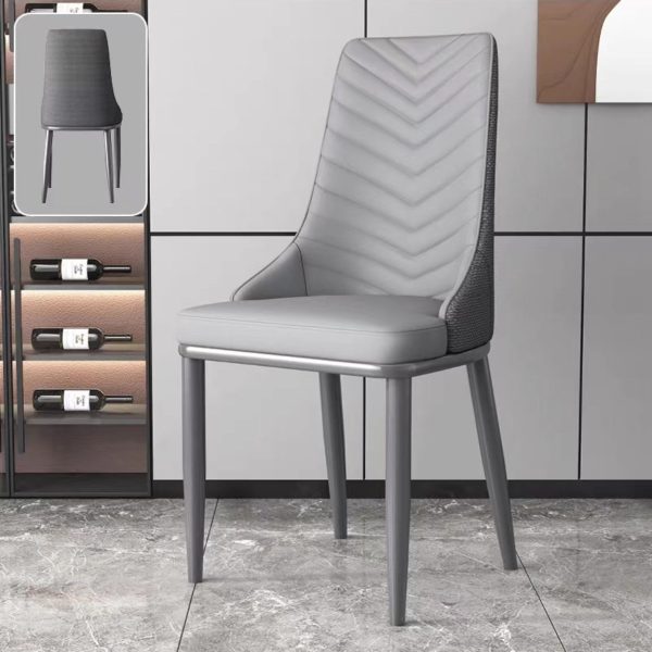 Modern Minimalist Square Four Legs Metal Leather Dining Chair Backrest Armless For Dining Room - Image 10