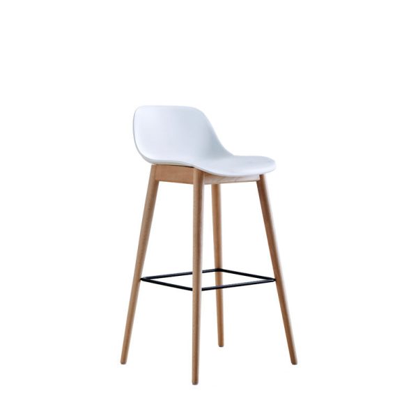 Contemporary Nordic Square Wood Metal PP Bar Stool Backrest Footrest For Dining Room - Image 15