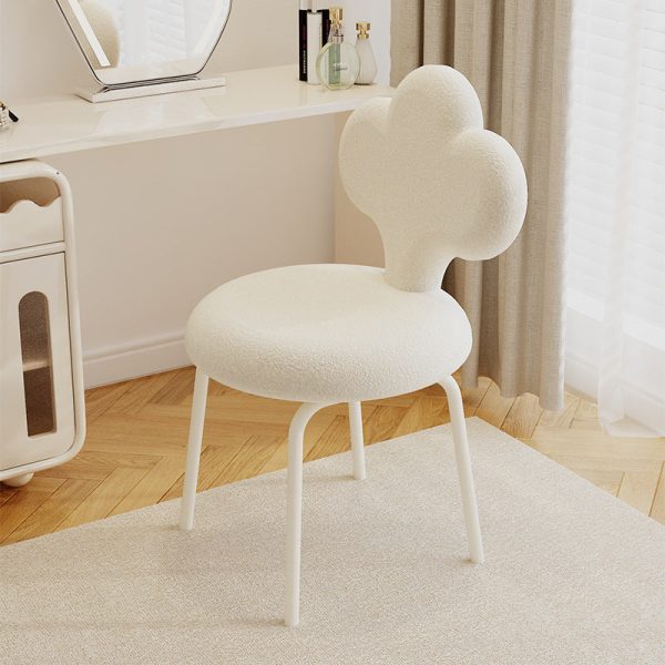 Contemporary Creative Cloud Shape Lambswool Upholstered Swivel Vanity Stool Backrest For Bedroom - Image 9