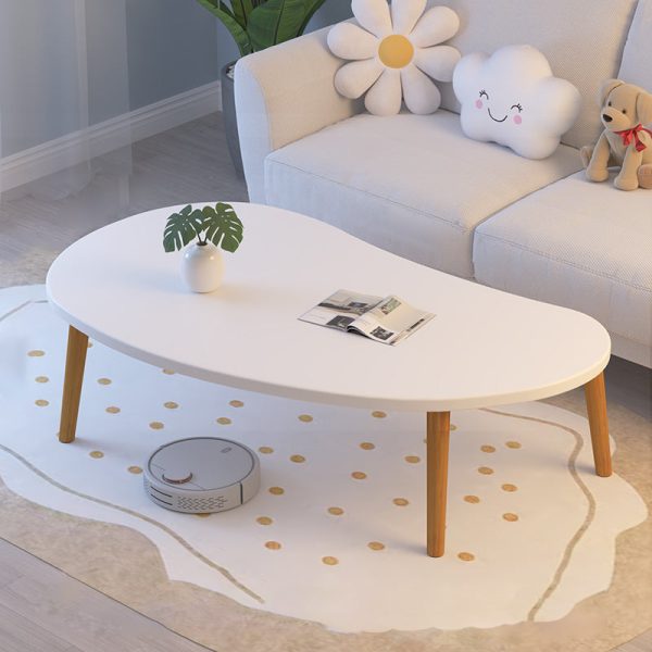 Modern Minimalist Curved Oval Density Board Wood End Table 1-Tier For Living Room - Image 11