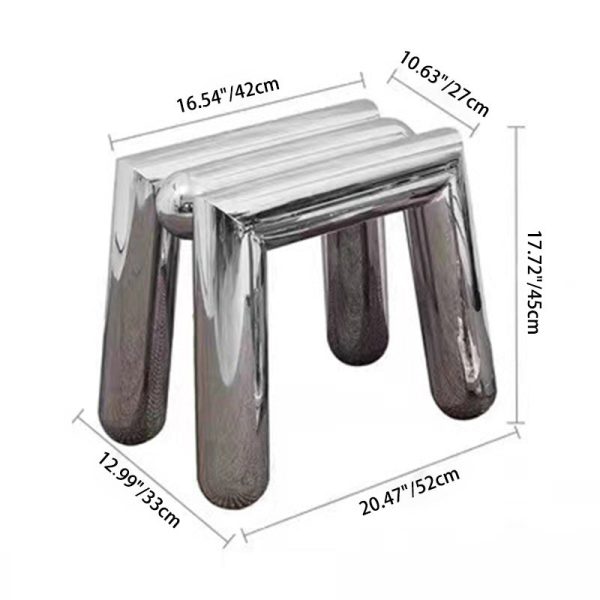 Modern Minimalist Stainless Steel Geometric Round Tube Splicing Footstool For Entryways - Image 4