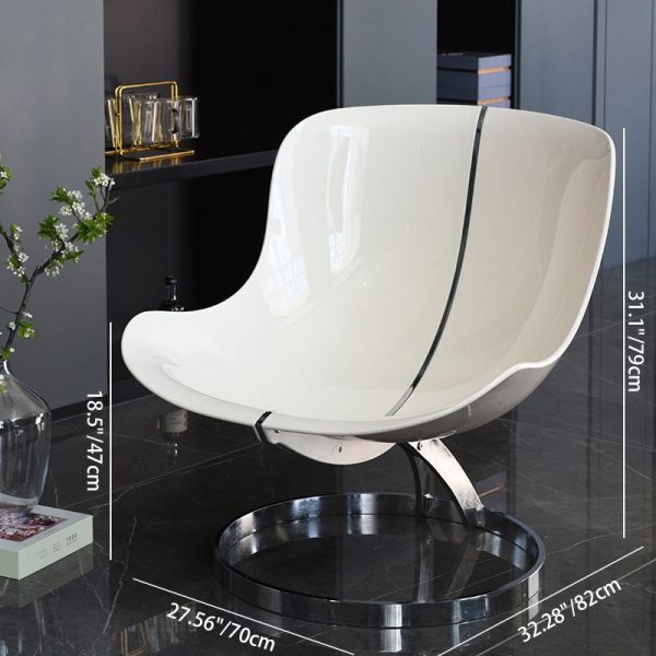 Contemporary Scandinavian Wraparound Large Curved PC Plastic Metal Lambswool Accent Chair Backrest For Living Room - Image 4