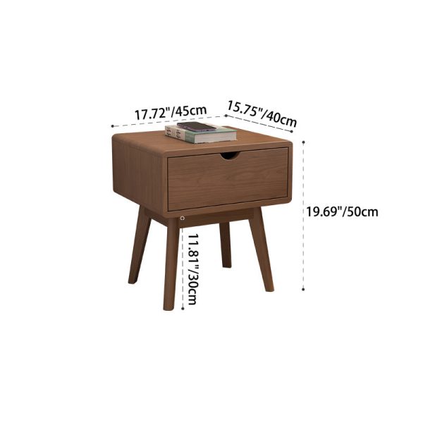 Modern Simplicity Square Cubic Rectangular Rubber Wood Nightstand 1/2 Drawer For Bedside - Image 27