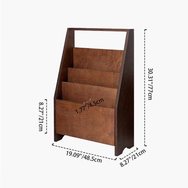 Contemporary Retro Rectangular Plank Bookshelves 3-Shelf For Home Office - Image 4