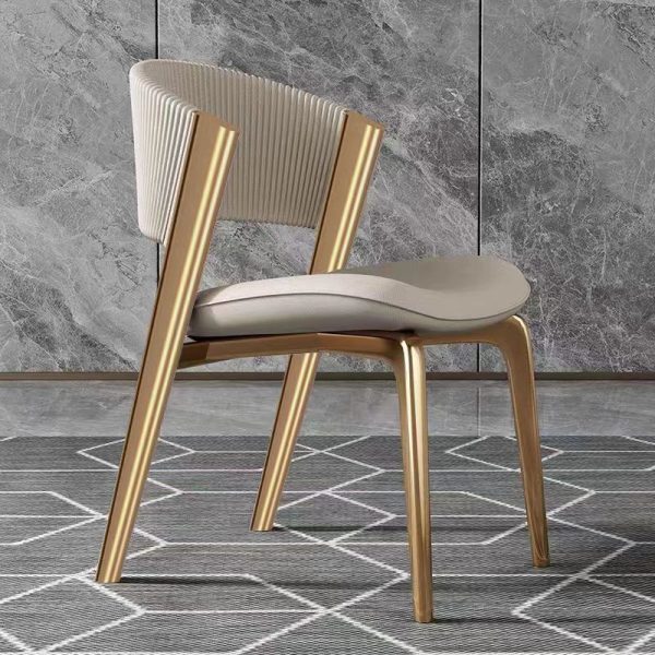 Modern Luxury Square Leather Stainless Steel Foam Dining Chair Four Legs Backrest For Dining Room - Image 11