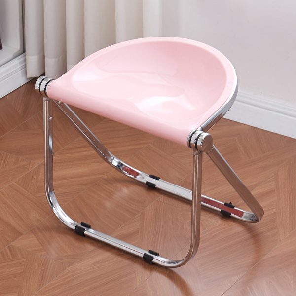 Contemporary Creative Oval Plastic Iron Chair Backless Armless For Living Room - Image 3