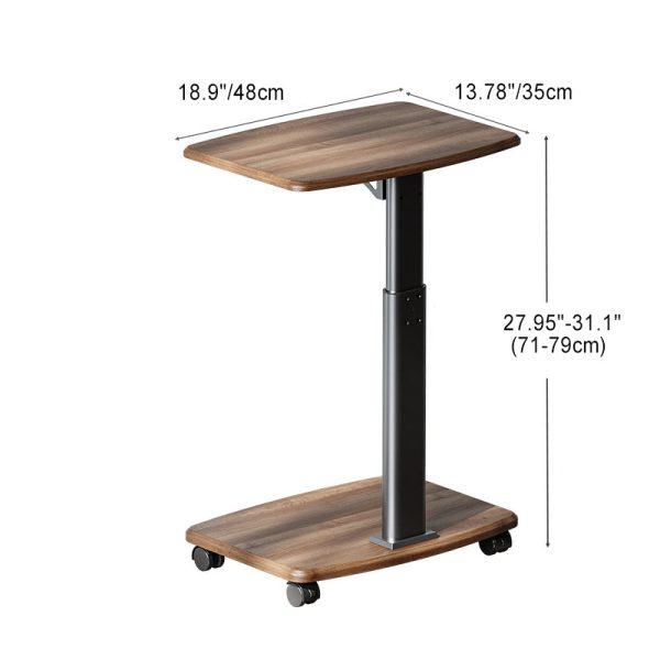 Contemporary Scandinavian Rectangular Wood Carbon Steel Tube Movable End Table 2-Tier For Living Room - Image 4