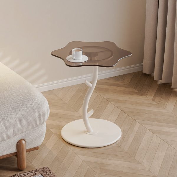 Contemporary Creative Clouds Rock Slab Tempered Glass End Table 1-Tier For Bedroom - Image 5