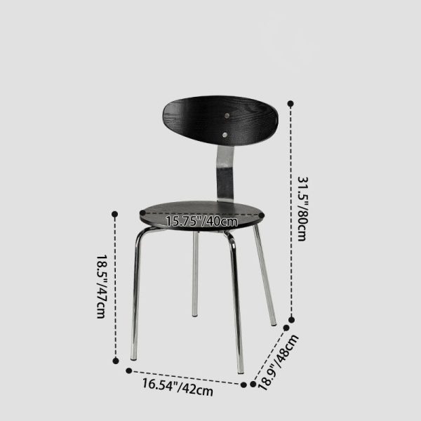 Modern Minimalist Round Wood Iron Dining Chair Four Legs Backrest For Dining Room - Image 4