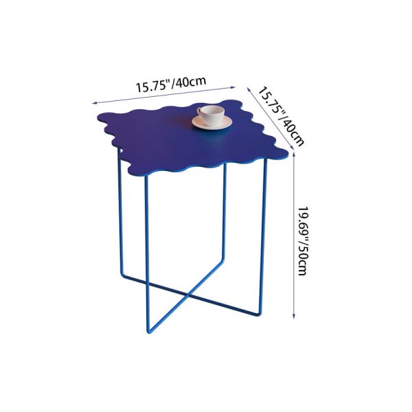 Modern Minimalist Square Tabletop Iron Lacquer Side Table 4-Leg For Living Room - Image 4