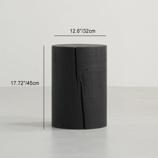 Traditional Japanese Wabi-sabi Wood Geometric Design End Table For Living Room - Image 27