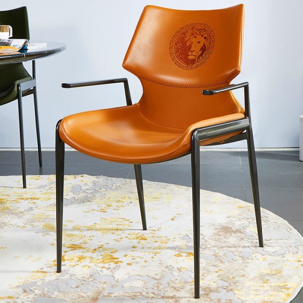 Modern Luxury Square Curved Surface PU Leather Stainless Steel Dining Chair Backrest Armrest For Dining Room - Image 2