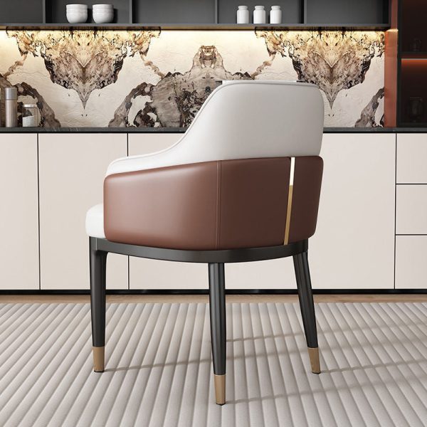 Modern Luxury Square Iron Metal Leather Sponge Dining Chair Armrest Backrest Four Legs For Dining Room - Image 11