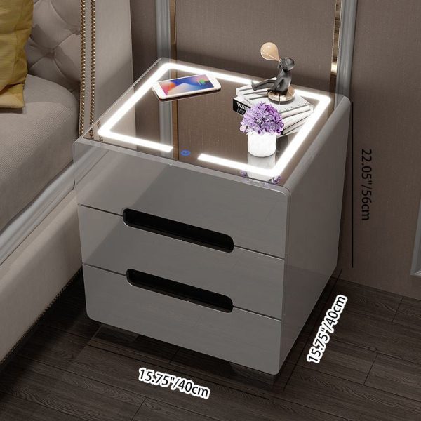 Modern Minimalist Rectangular Table Top Metal High Density Panel Nightstand 3-Drawer For Bedroom - Image 5