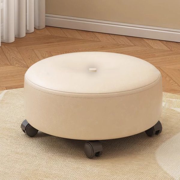 Modern Minimalist Removable Round Microfiber Leather Solid Wood Chair Backless Armless For Living Room - Image 13