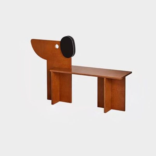 Contemporary Creative Dog Rectangular Wood Chair Backless Armless For Bedroom - Image 6
