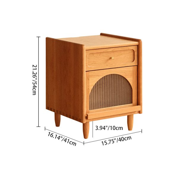 Contemporary Retro Solid Wood Cube Nightstand 1-Drawer Storage Cabinet For Bedroom - Image 4