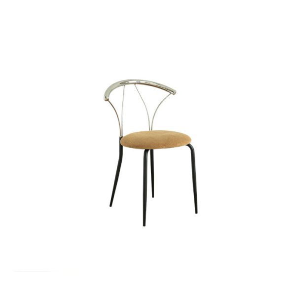 Contemporary Nordic Round Scalloped Backrest Fabric Corduroy Stainless Steel Dining Chair For Dining Room - Image 12
