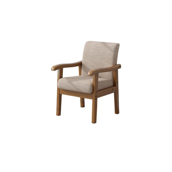 Modern Minimalist Square Upholstered Cotton Linen Fabric Solid Wood Chair For Living Room - Image 14