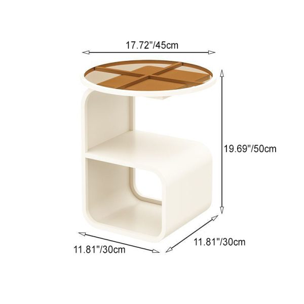 Modern Minimalist Round Square Base Glass Iron End Table 3-Tier For Living Room - Image 4