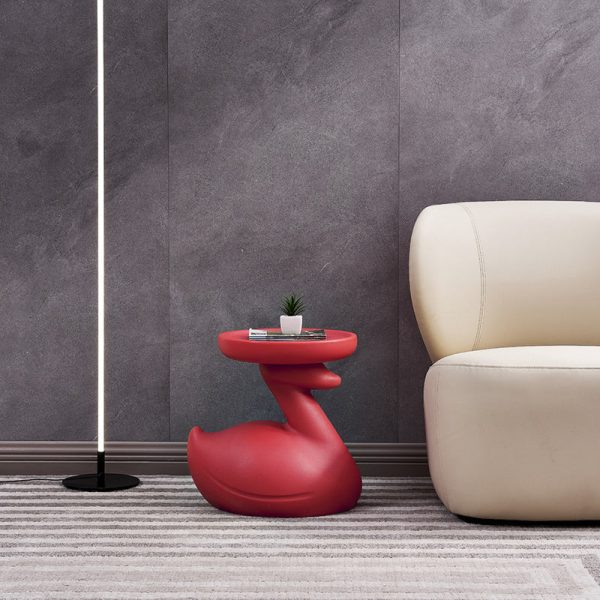 Contemporary Creative Plastic Tray Top Swan Shape Base End Table For Living Room - Image 3