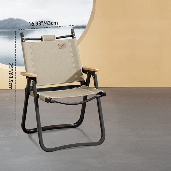 Contemporary Scandinavian Square Frame Alloy Wood Oxford Cloth Patio Dining Chair Foldable Backrest For Outdoor - Image 4