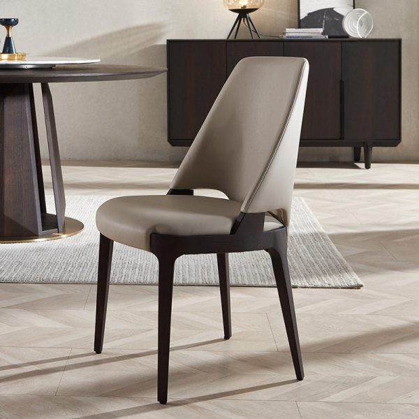 Contemporary Luxury Square Microfiber Leather Upholstered Dining Chair Backrest For Dining Room - Image 2
