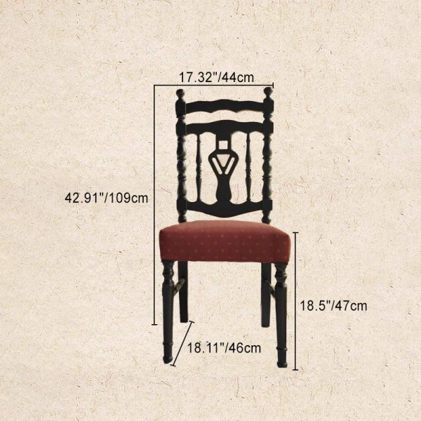 Traditional French Square Rectangular Backrest Wood Fabric Dining Chair For Dining Room - Image 4