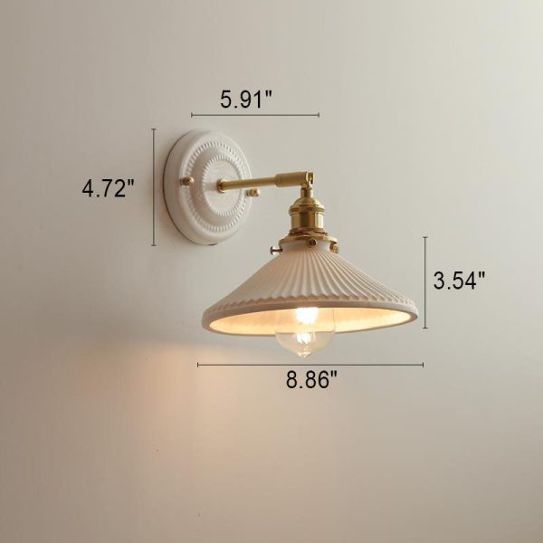 Vintage Japanese Ceramic Brass 1-Light Wall Sconce Lamp - Image 17