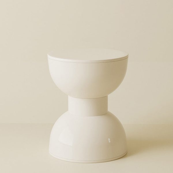 Contemporary Scandinavian Macaron Hourglass Shape Plastic Footstool For Entryways - Image 13