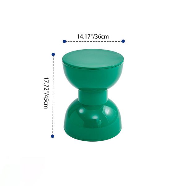Contemporary Scandinavian Round Hourglass Shape Plastic Footstool Backless Armless For Entryways - Image 4