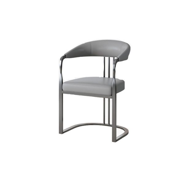 Modern Luxury PU Leather Upholstered Arc Frame Dining Chair Backrest Armrest For Living Room - Image 9
