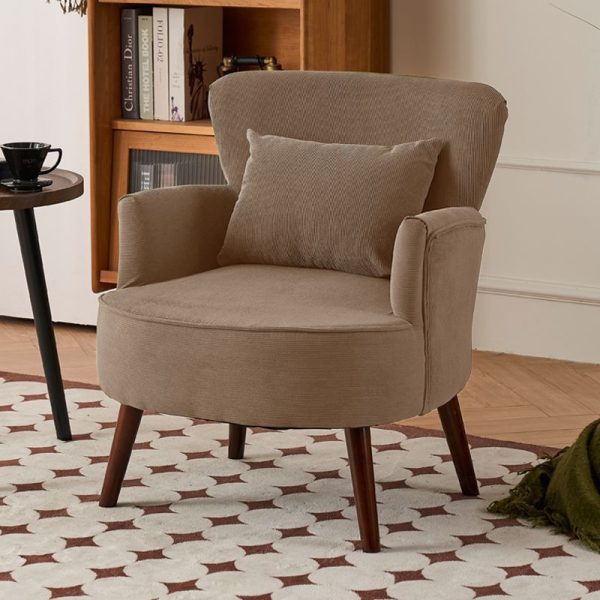 Modern Minimalist Square Trapezoidal Velvet Solid Wood Accent Chair Backrest Arm For Living Room - Image 2