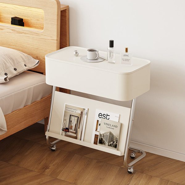 Modern Minimalist Rectangular Stainless Steel Carbon Steel Nightstand 1-Cabinet Swivel For Bedside - Image 16